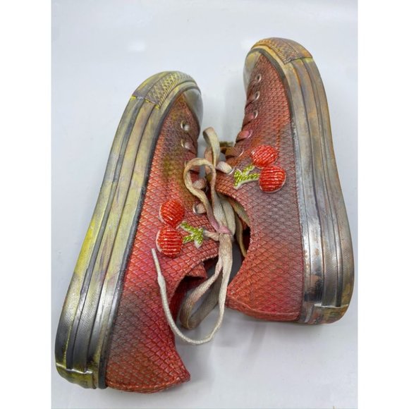 Converse Sneakers Customized Orange Silver Size 7 - Picture 9 of 13